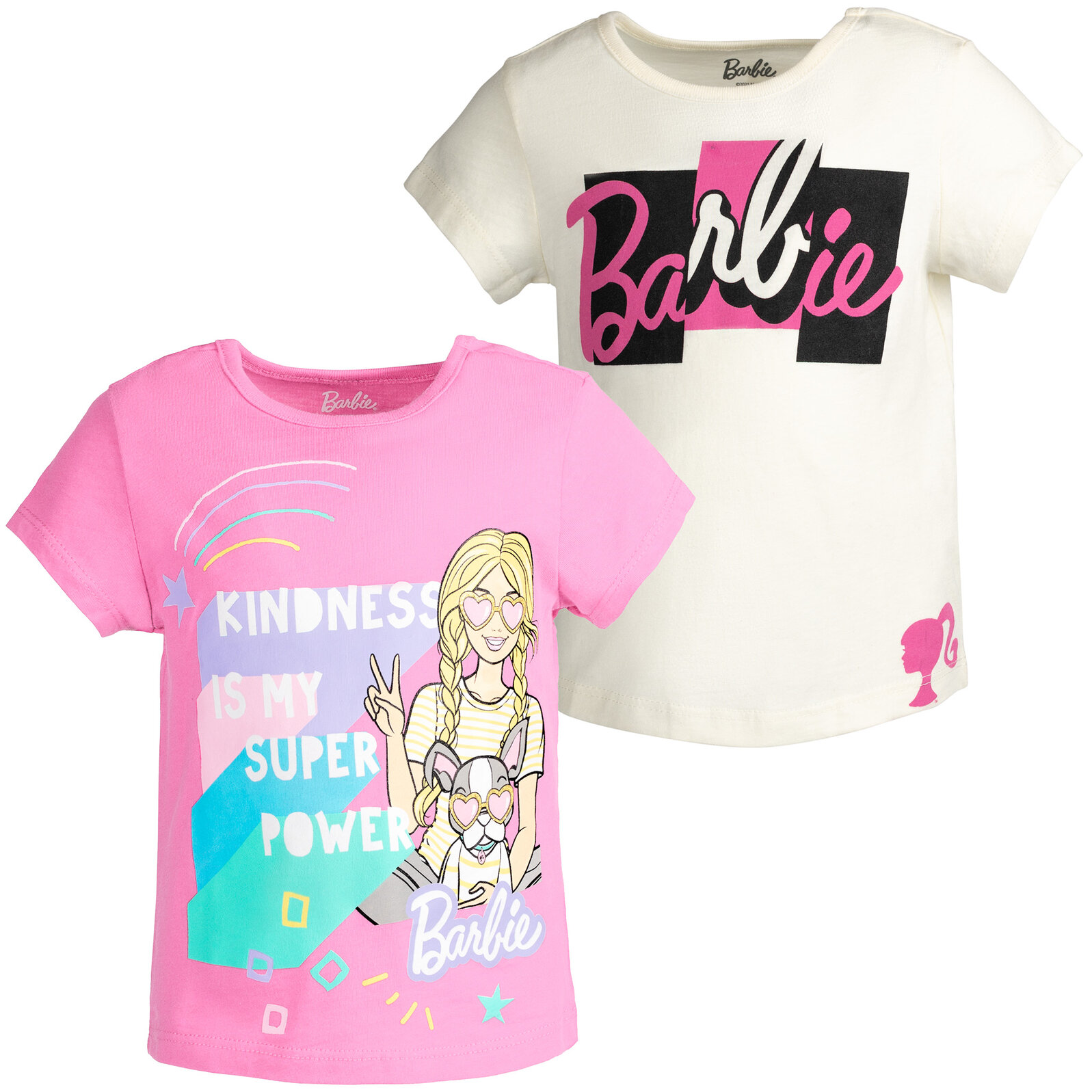 Barbie Toddler Girls 2 Pack T-Shirts Toddler to Big Kid